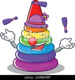 Funny Clown toy pyramid cartoon character mascot design Stock Vector ...