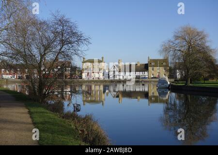 view across the river ouse to the causeway, godmanchester, huntingdon, england uk gb Stock Photo