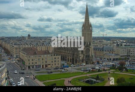 View from fortress on city center at Caen, France