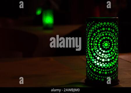green light in the darkness Stock Photo