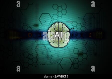 Artificial Intelligence and deep learning illustration wallpaper Stock Photo