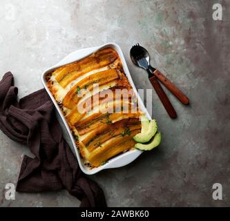 Plantain Lasagna (Pastelon) Puerto Rican tipical food, and Dominican Repubic Stock Photo