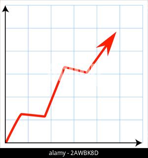 graph with red arrow, flat vector, growth graph with red arrow, flat vector Stock Vector