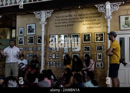 School children on a tour of the District Six Museum that documents apartheid's forced removals of residents from the Cape Town inner city suburb Stock Photo