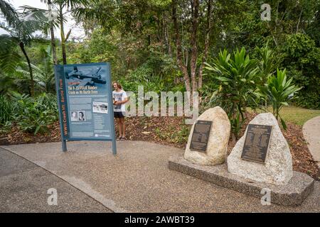 Memorial to World War Two aircrew killed in crash 1942, Babinda Boulders, North Queensland, Australia Stock Photo