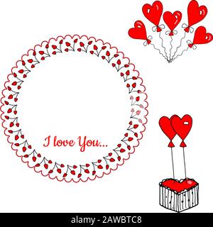 balloons with hearts and the inscription I love you. Vector seamless pattern  Stock Vector