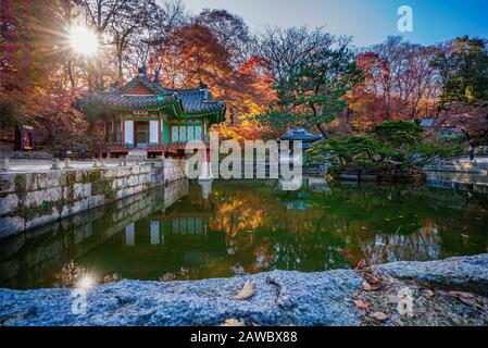Changdeokgung Palace in Seoul, South Korea with its secret garden is spectacular in autumn.
