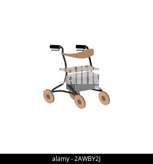 Rollator for older people and rehabilitation. Colorful flat style vector illustration can be used in greeting cards, posters, flyers, banners, promotions, invitations, hospital promotions etc. EPS10 Stock Vector