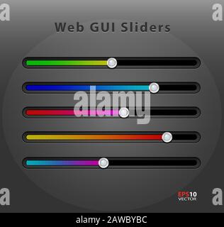 Creative design of dynamic web interface sliders easily to be recolored and manipulated Stock Vector