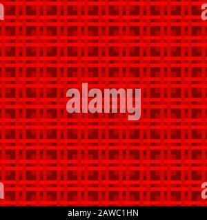 Red Red checkered fabric seamless pattern. A cell of thin intersecting lines. Vector stock repeating background for surface design Stock Vector