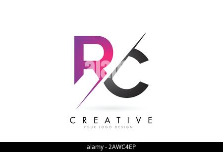 RC R C Letter Logo with Color block Design and Creative Cut. Creative logo design. Stock Vector