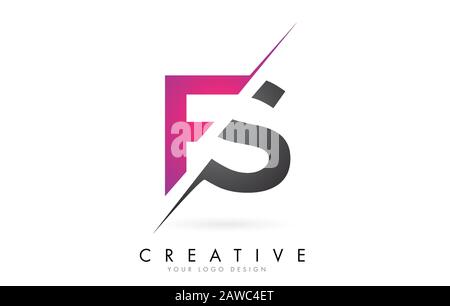 FS F S Letter Logo with Colorblock Design and Creative Cut. Creative logo design. Stock Vector