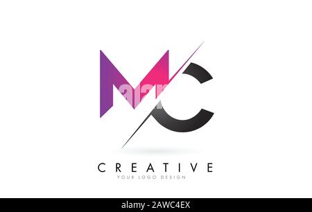 MC M C Letter Logo with Color block Design and Creative Cut. Creative logo design. Stock Vector