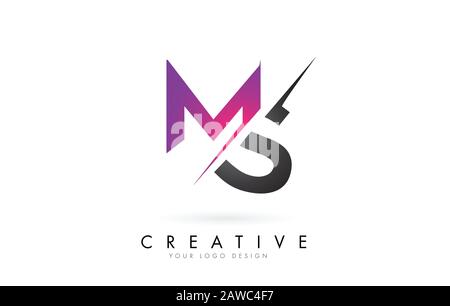 Ms m s letter logo with color block design Vector Image