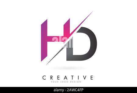 HD H D Letter Logo with Color block Design and Creative Cut. Creative logo design. Stock Vector