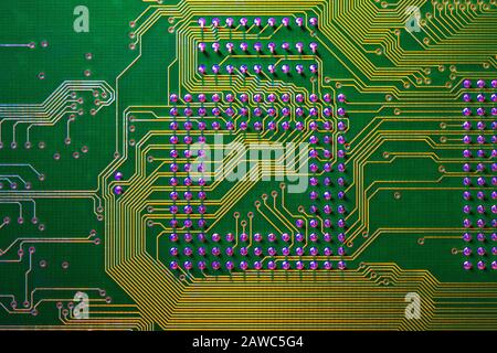 Background from computer motherboard. Microcircuit closeup Stock Photo