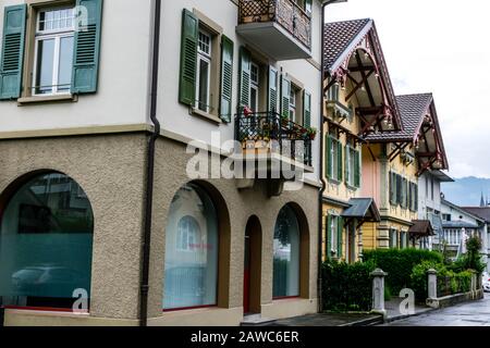 The street in Interlaken city, Switzerland Stock Photo