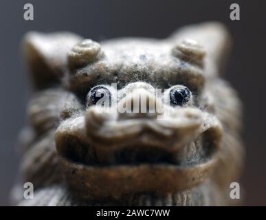 Shisa Home Protector Guardian Chinese Lion Left Side Macro 2 Stock Photo