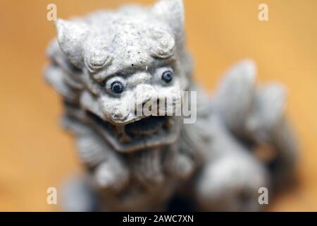 Shisa Home Protector Guardian Chinese Lion Right Side Macro 2 Stock Photo