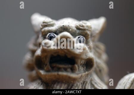 Shisa Home Protector Guardian Chinese Lion Right Side Macro Stock Photo