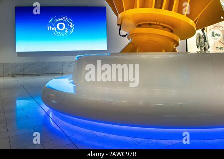 Detail of the yellow supports of the Millennium Dome interior Stock Photo