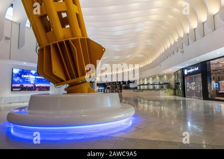 An empty shopping mall in the interior of the O2 Millennium Dome in North Greenwich London Stock Photo