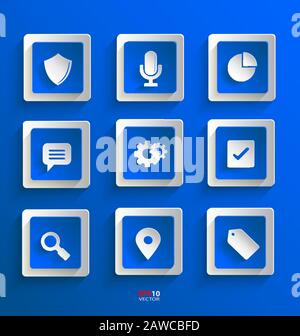 Set of flat paper icons for design needs Stock Vector