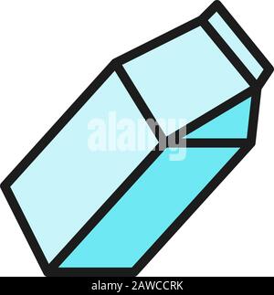 Milk pack, paper box for juice flat color line icon. Stock Vector