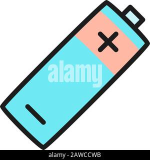 Battery, accumulator recycling flat color line icon. Stock Vector