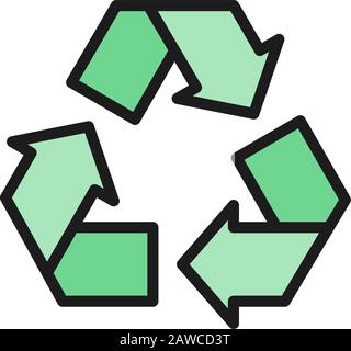 Recycle sign, waste recycling, trash flat color line icon. Stock Vector