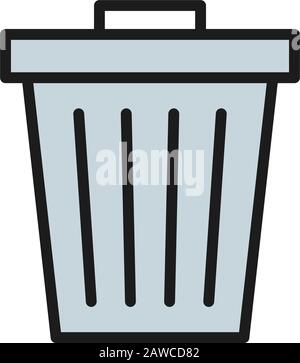 Vector trash can, garbage, waste flat color line icon. Stock Vector