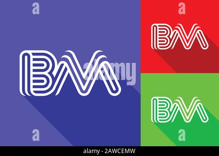 B and M combination Lines Letter Logo. Creative Line Letters Design Template Stock Vector
