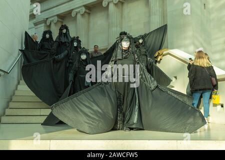 British Museum, London, UK. 8th Feb, 2020. Direct mass action by campaign group BP or not BP, against the museums continued sponsorship by petrochemical giant BP despite the growing climate crisis. Penelope Barritt/Alamy Live News Stock Photo