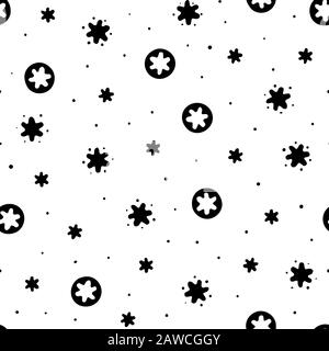 Abstract doodle star shape pattern, sea star, balck and white background. Beachy costal design for your holiday. Nature background. Print, fabric, stationary. Stock Vector