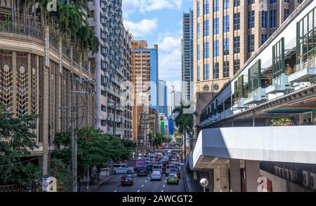 Makati, Metro Manila, Philippines - December 18, 2019: Street in Makati