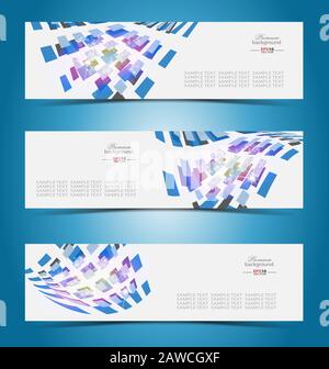 Color mosaic banner set for creative design Stock Vector