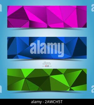 Color mosaic banner set for creative design Stock Vector