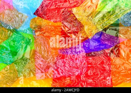 Colourful cellophane sweet wrapper background Stock Photo