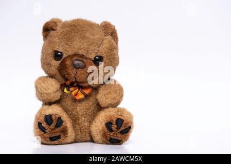 brown teddy bear on white background Stock Photo