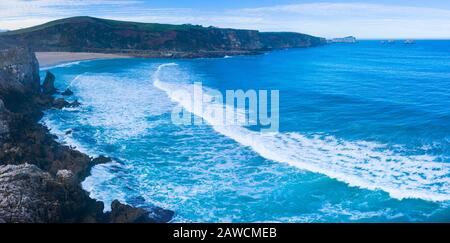 Landscape in the Usgo beach area, Natural Park of the Dunes of Liencres, Liencres, Piélagos Municipality, Cantabrian Sea, Cantabria, Spain, Europe Stock Photo