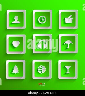 Set of flat paper icons for design needs Stock Vector