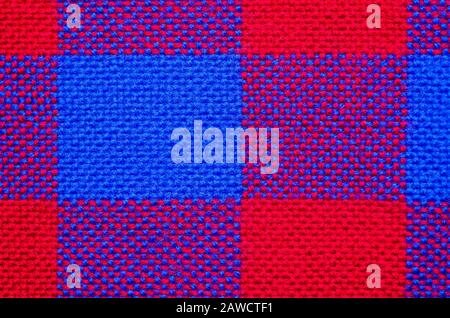 Plaid material. Red and blue cage clothes background Stock Photo