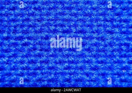 Plaid material. Blue clothes background macro Stock Photo