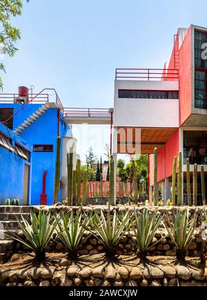 View of the adjoining houses shared by Diego Rivera and Frida Kahlo in Mexico City, Mexico. Stock Photo