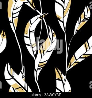 Dark leaves seamless vector floral pattern Stock Vector