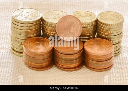 According to media reports, the new EU Commission  plans to abolish all 1 and 2 cent coins. Stock Photo