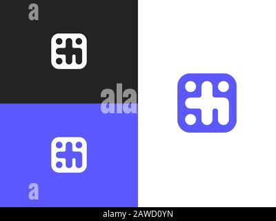 Initial letter H in square rounded shape. Logo icon design template elements. Monogram lowercase letter H with dots for your web site design, logo, ap Stock Vector