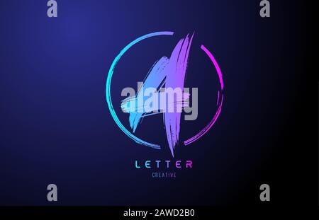 alphabet C letter logo grunge brush blue pink logo icon design template ...