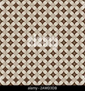 Javanese batik seamless pattern with brown colorway. Various Indonesian traditional batik motifs. design texture for fabrication Stock Vector