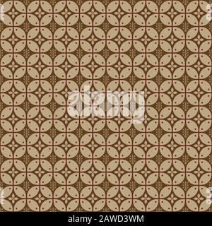 Javanese batik seamless pattern with brown colorway. Various Indonesian traditional batik motifs. design texture for fabrication Stock Vector